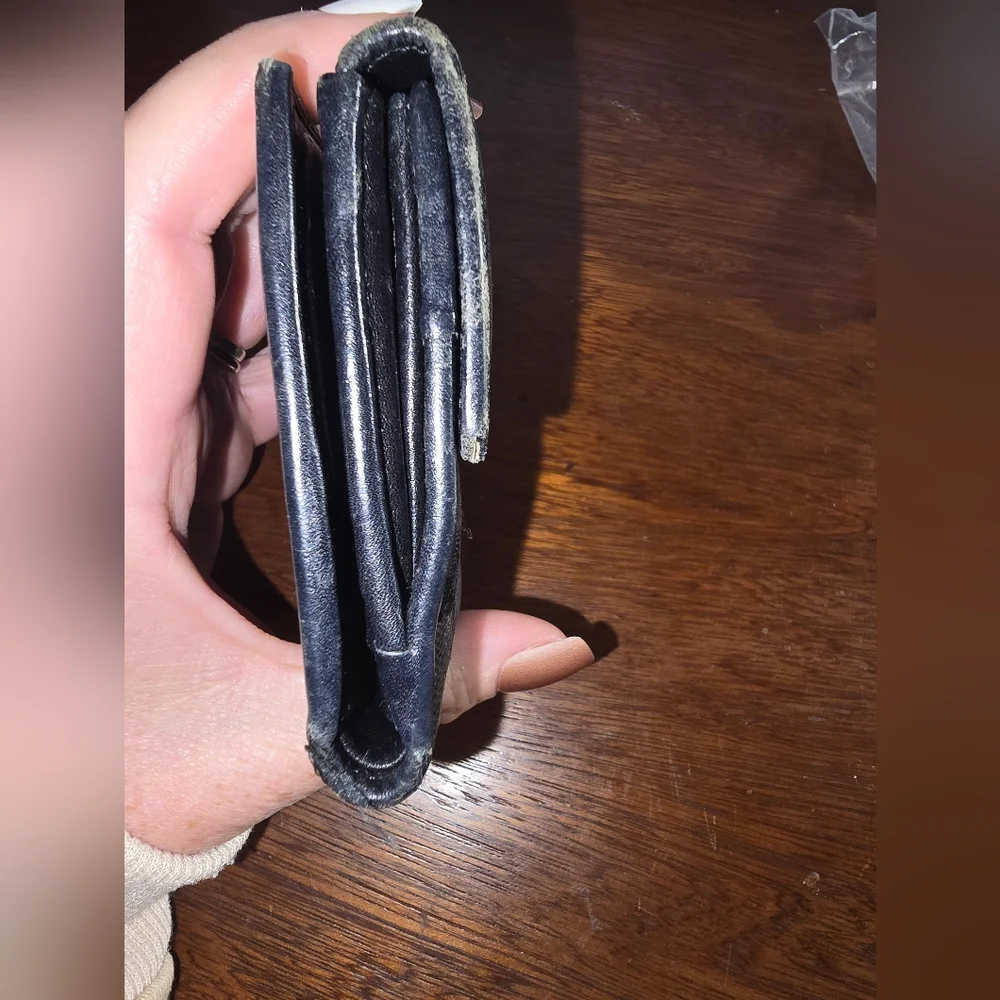 Gucci Black Canvas Wallet with Wooden Clasp And COA